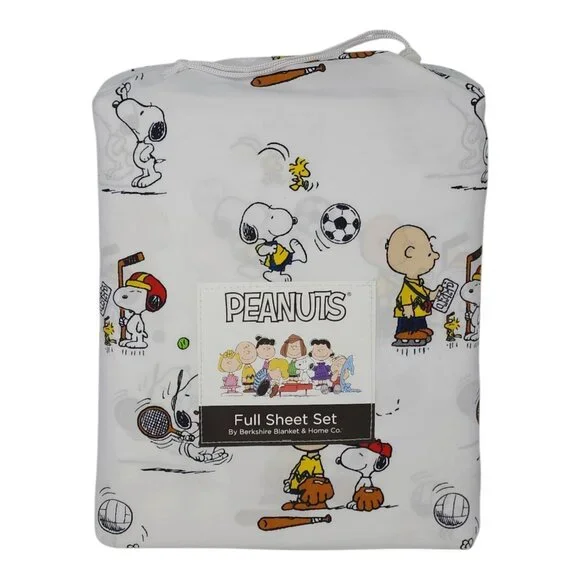 Peanuts Snoopy Full Double Sheets Set Sports Boys Soccer Hockey Tennis Softball - Picture 1 of 7